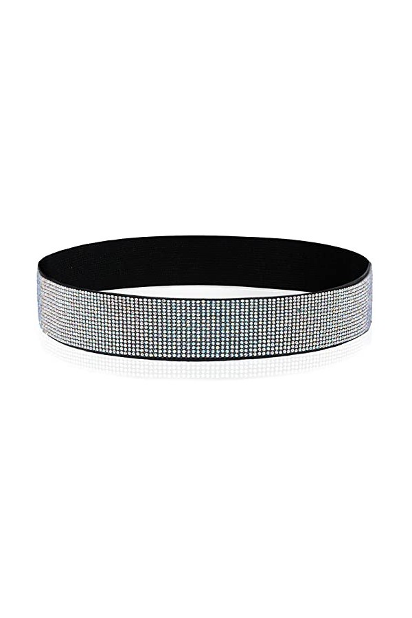 YooAi Strass Élastique PU Ceinture En Cuir Brillant Cristal Stretch Ceinture Ceinture Large Ceinture Pour Les Femmes Robe 95c