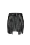 WERFORU Ceinture à franges pour femme - En cuir synthétique - Style punk rock, A-noir gland longueur 40 cm, 125cm Passt Taill