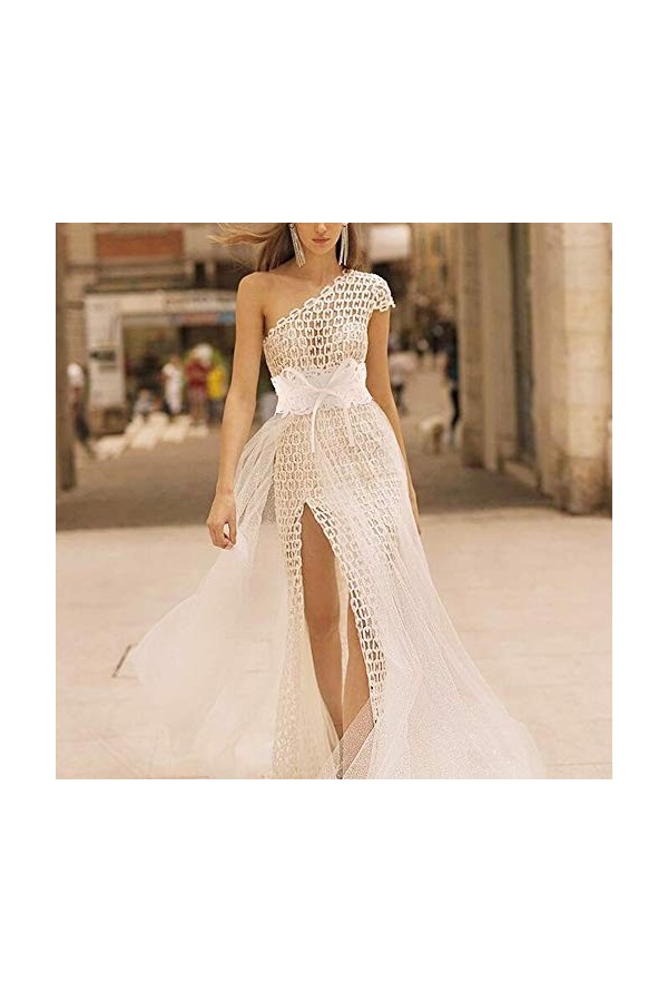 CHIC DIARY Ceinture à nouer en dentelle pour femme - Large ceinture à enrouler - Élégante vintage - Décorative, Blanc., Taill