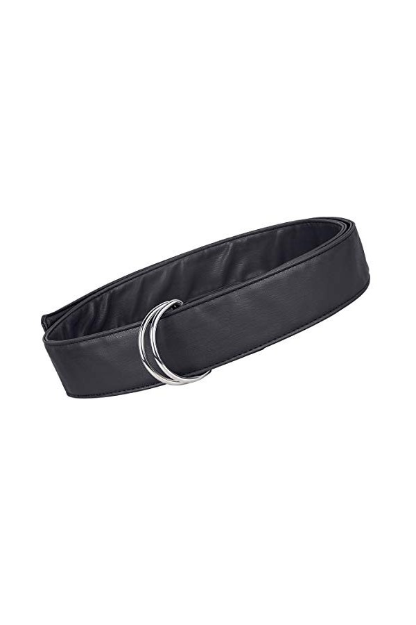KYEYGWO Ceinture en cuir pour femme - Double boucle en D - Réglable - Pour robe - Noir - Taille Unique