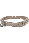 fashionchimp Ceinture double pour femme avec rivets perforés et boucle argentée Largeur env. 1,5 cm, naturel, taille unique