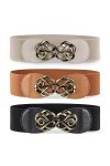 JasGood Lot de 4 ceintures larges pour femme - Ceinture élastique à la mode - Ceinture en cuir stretch pour robe, D-noir+marr