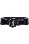 KYEYGWO Ceinture élastique pour femme, ceinture pour robe tendance, ceinture large réglable avec sangle en cuir verni, boucle