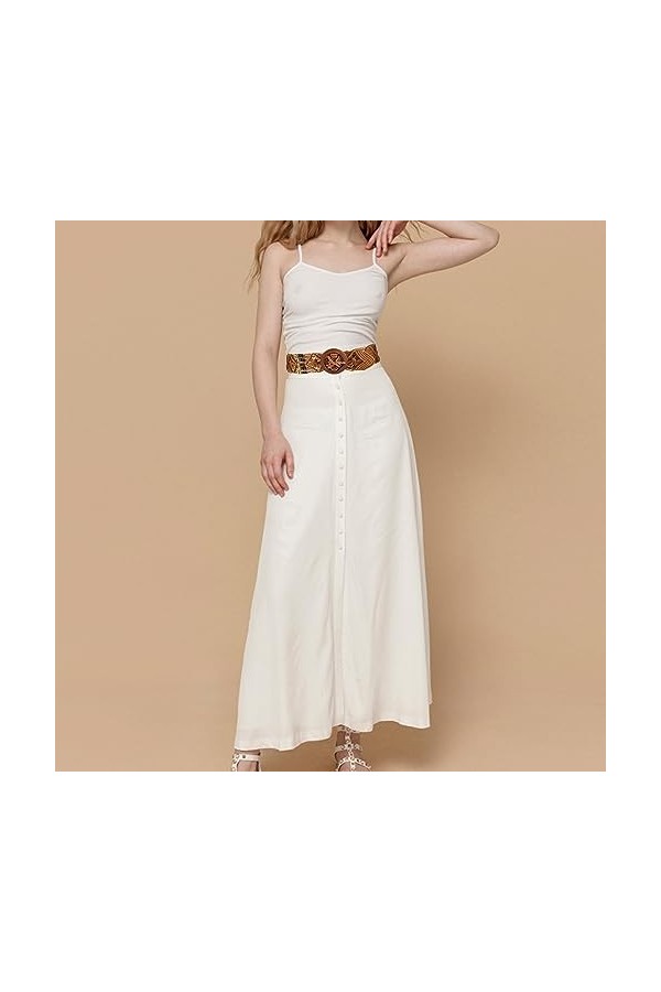 CHIC DIARY Ceinture tressée pour femme - Ceinture en jean - Ceinture décorative avec boucle en bois, marron, taille unique