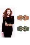 Large ceinture élastique pour femme - Ceintures tendance pour robes, jeans, combinaisons, vert, 28-29W/M