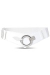 JASGOOD Ceinture élastique large pour femme avec boucle argentée, 03 - Blanc, S:taille 75/90 cm