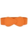 Allegra K Ceinture élastique en cuir synthétique avec boucle interlock pour femme Orange Tour de taille : 63,5 cm-94 cm
