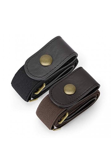 JasGood Lot de 2 ceintures élastiques sans boucle pour homme ou femme - Sans déformation - Ceinture invisible, 3-noir/café., 