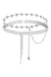 AIGOHOM Lot de 2 ceintures en strass pour robe avec chaîne en diamant - Ceinture large - Mode - Double anneau torique - Pour 