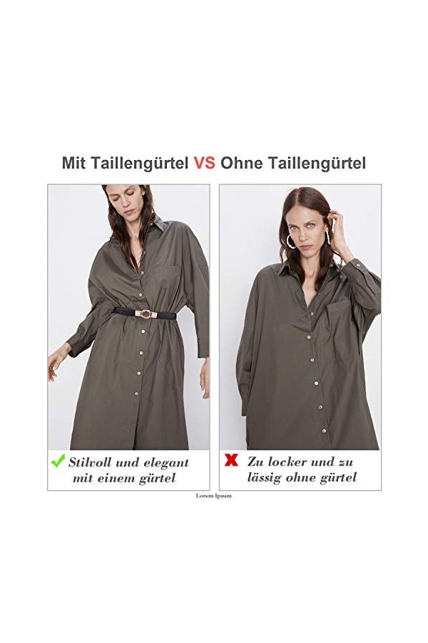 WERFORU Lot de 4&nbsp;ceintures élastiques, pour femme, minces, style rétro, taille fine, avec boucle, adaptées aux robes