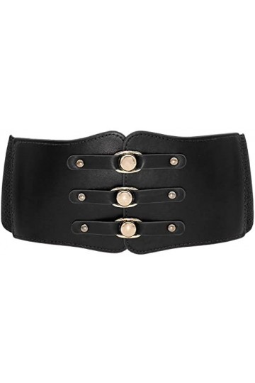 YeeHeen Ceinture Large élastique Ceinture Corset Rétro Ceinture De Serrage Nouée Waspie Black