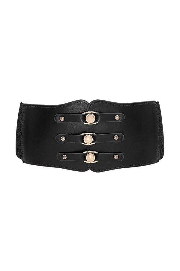 YeeHeen Ceinture Large élastique Ceinture Corset Rétro Ceinture De Serrage Nouée Waspie Black