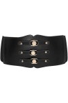 YeeHeen Ceinture Large élastique Ceinture Corset Rétro Ceinture De Serrage Nouée Waspie Black