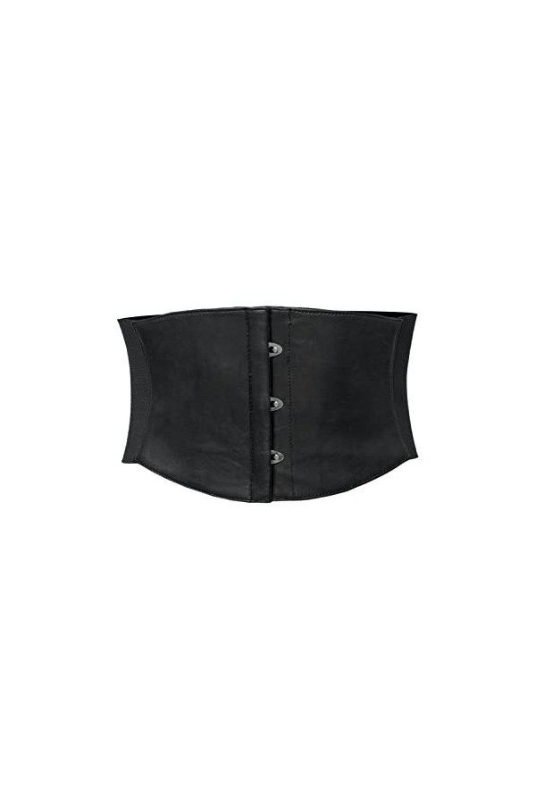 Corset noir noué en cuir de mouton, ceinture élastique large pour femme, Noir - Cuir Style 1, L