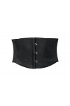 Corset noir noué en cuir de mouton, ceinture élastique large pour femme, Noir - Cuir Style 1, L