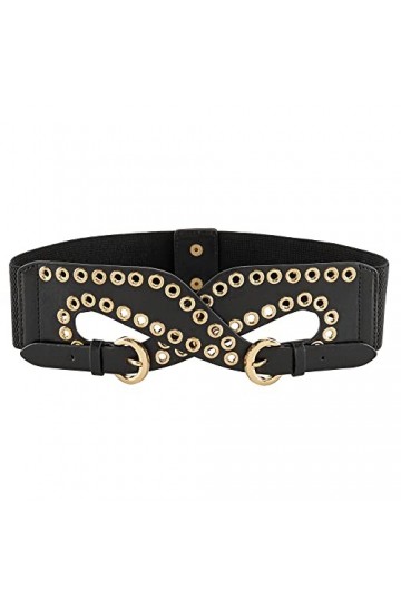 CHIC DIARY Ceinture large pour femme - Vintage - Extensible - Tendance - Rivet clouté - Taille élastique pour robe, style 1, 