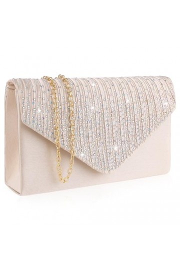 Jeffdad Pochette de soirée pour femme, sac de soirée en chaîne étincelante, sac de mariée, sac tendance, sac à main, sac enve