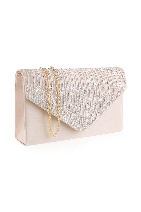 Jeffdad Pochette de soirée pour femme, sac de soirée en chaîne étincelante, sac de mariée, sac tendance, sac à main, sac enve