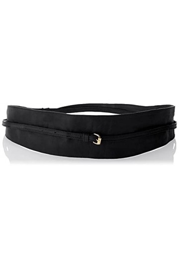 PIECES PCVIBS New Leather TIE Waist Belt Noos Ceinture en Cuir, Black, 75 Femme