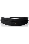 PIECES PCVIBS New Leather TIE Waist Belt Noos Ceinture en Cuir, Black, 75 Femme