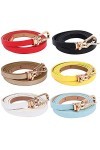 Mcree Lot de 6 ceintures minces pour femme - Pour lhiver - En cuir synthétique - Style rétro - Couleur unie - Pour femme et 