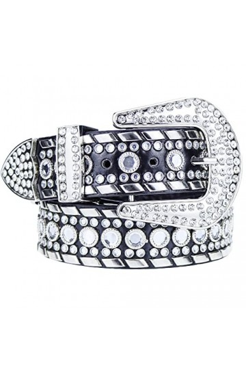 Ceinture western en cuir de cowgirl avec strass pour femme taille de pantalon 91,4 à 104,1 cm , Noir , M