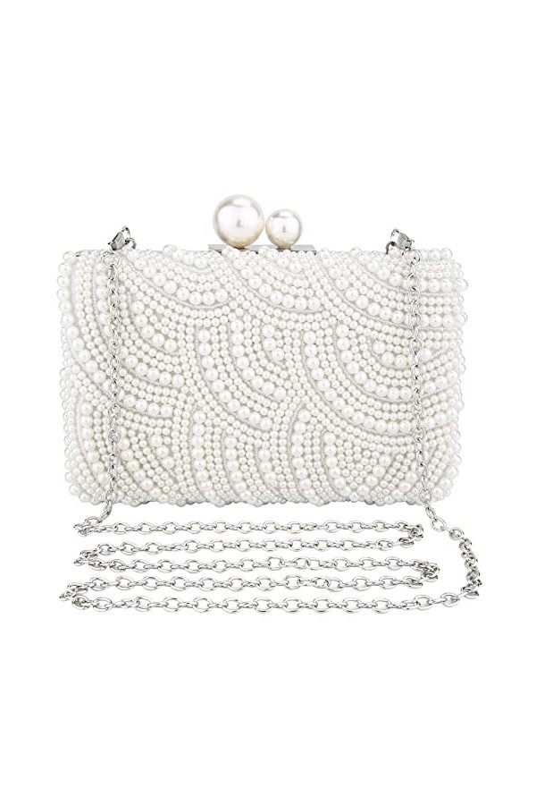BAIGIO Sac de Pochette de Soirée Perlé pour Femmes Sac à main Ladies Pearl pour le Banquet Nuptial de la Fête de bal de Maria