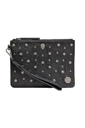 MiTASCH Schearz Pochette en cuir pour femme, Noir , 22 X 16.5 X 0.5 CM