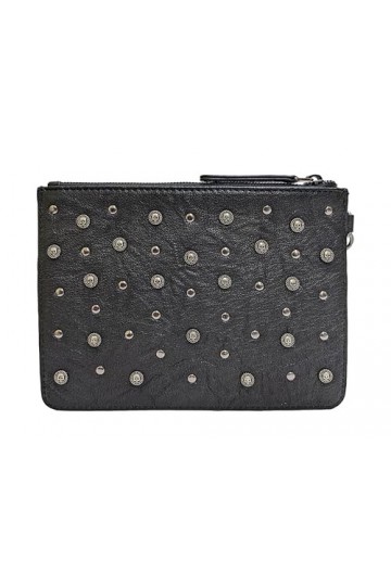 MiTASCH Schearz Pochette en cuir pour femme, Noir , 22 X 16.5 X 0.5 CM