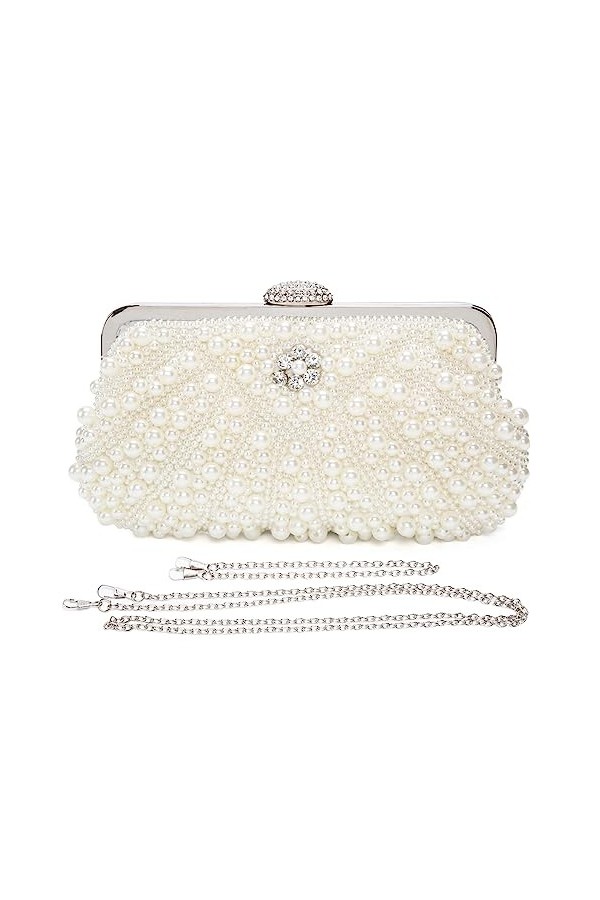 BAIGIO Sac de Pochette de Soirée Perlé pour Femmes Sac à main Ladies Pearl pour le Banquet Nuptial de la Fête de bal de Maria