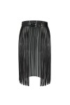 WERFORU Ceinture à franges pour femme - En cuir synthétique - Style punk rock, A-noir gland longueur 40 cm, 125cm Passt Taill