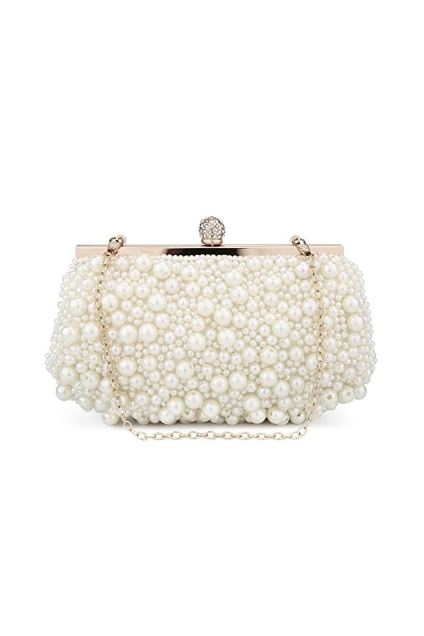 BAIGIO Sac de Pochette de Soirée Perlé pour Femmes Sac à main Ladies Pearl pour le Banquet Nuptial de la Fête de bal de Maria