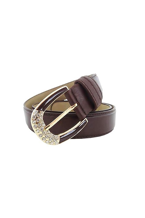 Inception Pro Infinite Ceinture femme - marron foncé - pour jeans - simili cuir - boucle en strass syq - 138