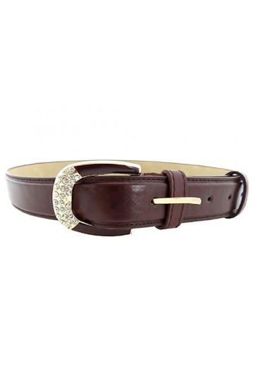Inception Pro Infinite Ceinture femme - marron foncé - pour jeans - simili cuir - boucle en strass syq - 138
