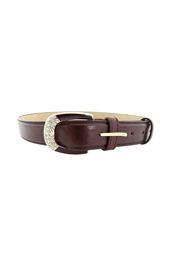 Inception Pro Infinite Ceinture femme - marron foncé - pour jeans - simili cuir - boucle en strass syq - 138