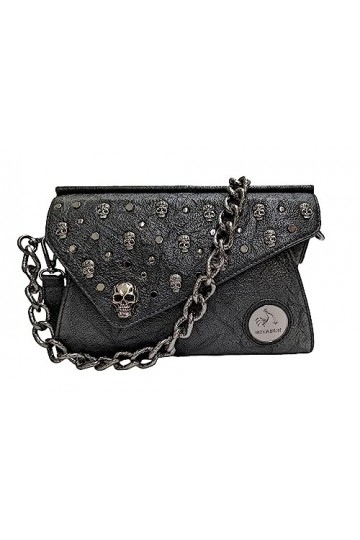 MiTASCH Jack Pochette pour femme en cuir avec chaîne à bandoulière Noir, Noir , 26,5 X 17 X 5 cm