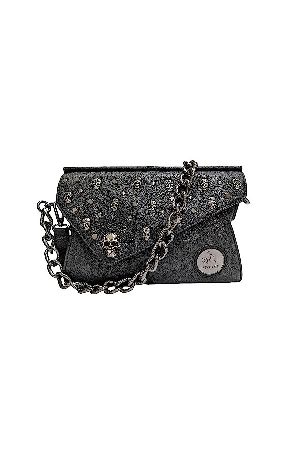 MiTASCH Jack Pochette pour femme en cuir avec chaîne à bandoulière Noir, Noir , 26,5 X 17 X 5 cm