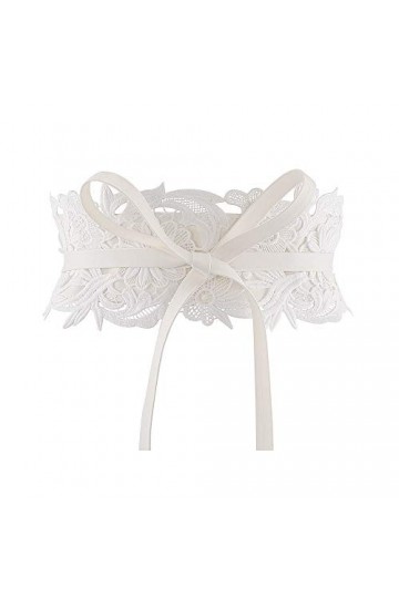 CHIC DIARY Ceinture à nouer en dentelle pour femme - Large ceinture à enrouler - Élégante vintage - Décorative, Blanc., Taill