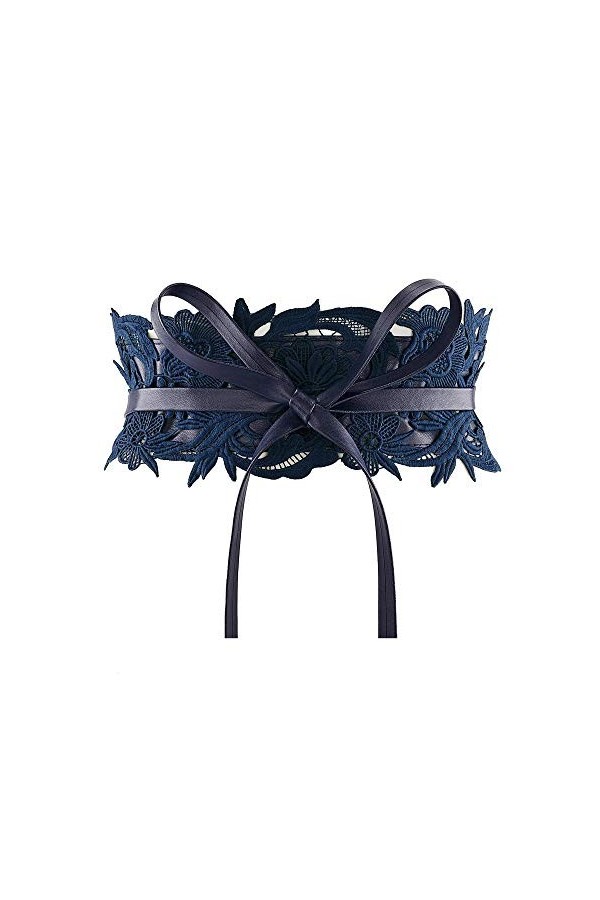 CHIC DIARY Ceinture à nouer en dentelle pour femme - Large ceinture à enrouler - Élégante vintage - Décorative, Blanc., Taill