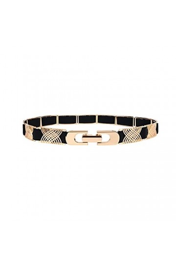 gingokuo Ceintures habillées pour femmes Ceintures élastiques pour femmes Robes avec boucle dorée, Gold Wave, suit for 25-3