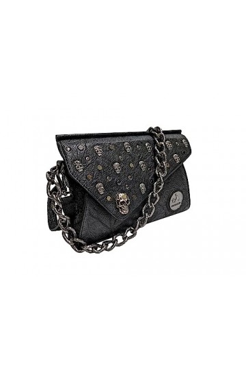 MiTASCH Jack Pochette pour femme en cuir avec chaîne à bandoulière Noir, Noir , 26,5 X 17 X 5 cm