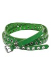 fashionchimp Ceinture double pour femme avec rivets perforés et boucle argentée Largeur env. 1,5 cm, vert, taille unique