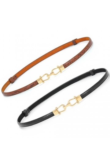 XZQTIVE Ceinture en cuir skinny pour femme - Réglable - Taille fine - Ceinture tendance pour robe, 1-Noir+Marron, Passend für