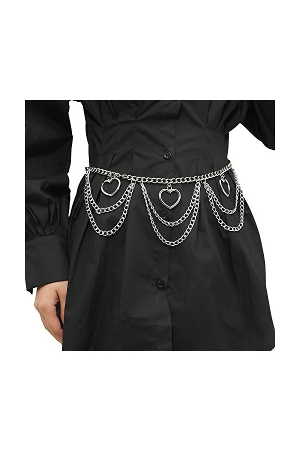 CHIC DIARY Ceinture en métal pour femme - Ceinture décorative - Argent, argenté, taille unique