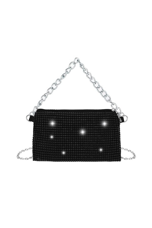 simarro Pochette de soirée bling pour femme, sac à bandoulière à paillettes avec chaîne amovible pour bal, mariage, fête de v