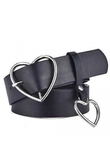 BtpOuy Ceintures en cuir coeur boucle réglable dames mignon en forme de coeur mince ceinture jean robe Punk mode ceintures po