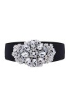 Ceinture Femmes Élastique avec Strass Brillant Ajustable Chic blanc