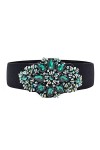 Ceinture Femmes Élastique avec Strass Brillant Ajustable Chic blanc
