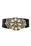 Ceinture Femmes Élastique avec Strass Brillant Ajustable Chic blanc