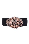 Ceinture Femmes Élastique avec Strass Brillant Ajustable Chic blanc